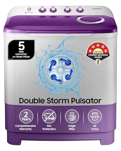 Samsung 7 kg, 5 star, Semi Automatic Top Load Washing Machine (WT70M3000UU/TL, Air Turbo Drying, LIGHT GRAY, 5 Year Warranty on Wash Motor)