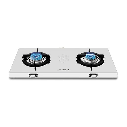 Sunshine Falcon 2 Burner | Ultra Slim 2 Burner Stainless Steel Gas Stove (Sillver)