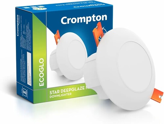 Crompton Star Deep Glaze Downlighter 3W Round Ceiling Light (Cool Day Light, Pack of 1)|
