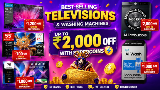 Flipkart GOAT Sale Passes - ₹1,200 off on TVs with 75 Supercoins & More Offers 