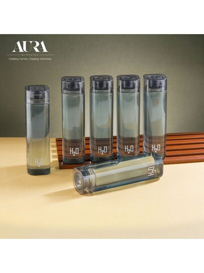 Aura Black Set Of 6 Plastic Other Water Bottle - Water Bottle