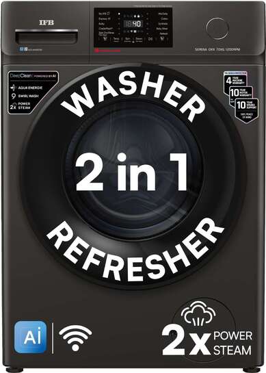 IFB 7 kg 5 Star with Steam WIFI Refresh Program, 9 Swirl wash, Eco Inverter, Powered by Al with WiFi Fully Automatic Front Load with In-built Heater Black (SERENA OXN 7012 CMS)