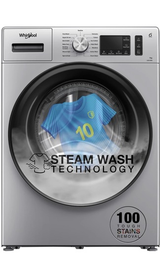 7 kg 5 Star Inverter 100+ Tough Stains, Steam Technology Fully Automatic Front Load with In-built Heater Silver (SUPREME CARE SILVER 7012 -E)