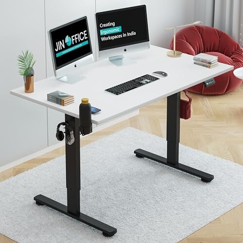 JIN OFFICE Octave Height Adjustable Desk Electric | Sit Stand Table, 80 Kg Wt