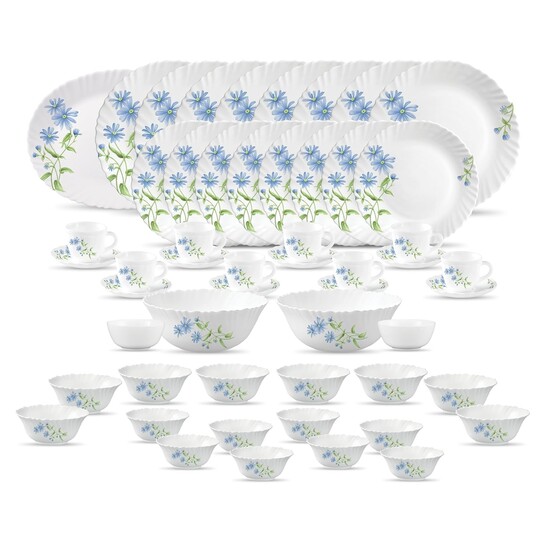 La Opala Diva Classique Collection Opal Glass Crockery | for Family of 8 | Dinner Set 53