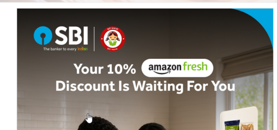 Amazon Fresh : Flat 10% discount upto 100 on MOV of 750 using SBI Debit Card [May Be A/C Specific]