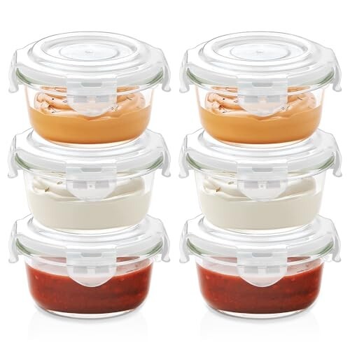 Borosil Klip n Store (240ml x 6) Round Glass Food Storage Container Set