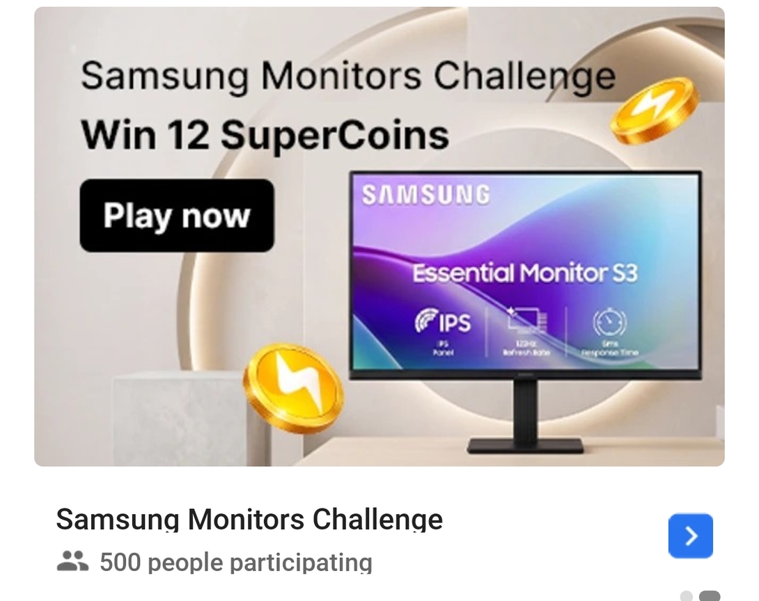 Flipkart Samsung monitor challenge and goat party challenge  win 22 supercoins 