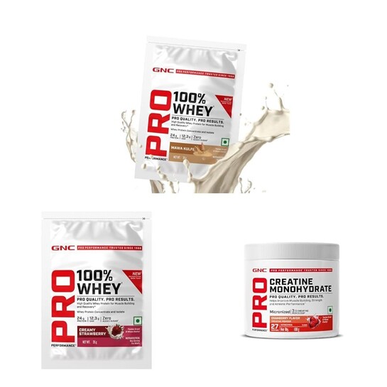 GNC Berry Fusion Strength Stack | Mawa Kulfi + Strawberry Whey Protein + Cranberry Creatine