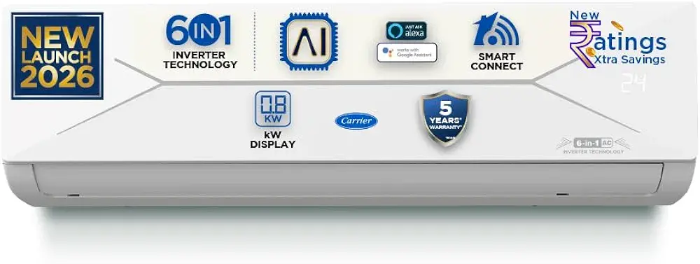 Carrier 1.5 Ton 3 Star Wi-Fi Smart Flexicool Inverter Split AC