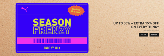 Puma - Season Frenzy | Upto 50% + Extra 15% Off on everything 