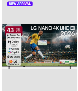 108 cm (43 inch) Ultra HD (4K) LED Smart WebOS TV 2026 Edition with NANO Detail Enhancer, HDR10 Pro (43NU870BPLA)