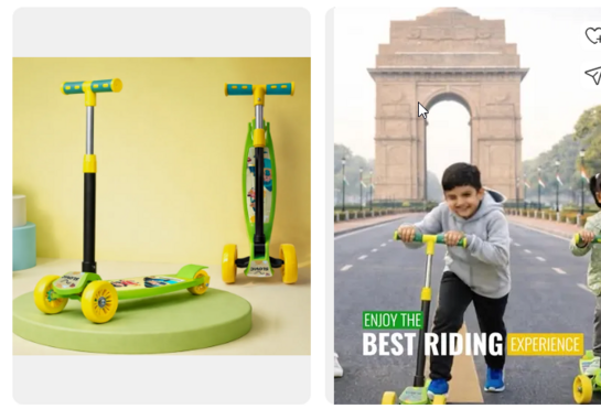 SLOVIC Kick Scooter For Kids 3+ Years with Adjustable Handle Height Lightweight (Green)