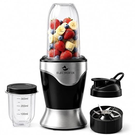 Electrofox ActiveBlend 2 Jar Pro Nutri Blender 750 W Juicer Mixer Grinder For Smoothies, Juice and Protein Shake (2 Jar Active Blend Nutri | 2 Jars | Silver) 4 Years Warranty