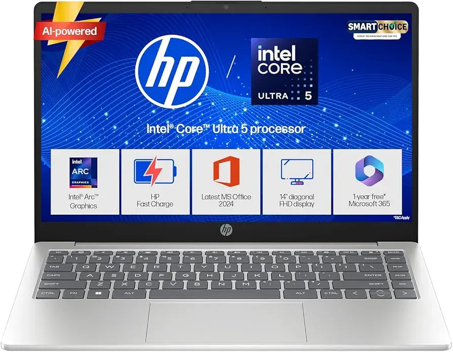 HP 14 Smartchoice, Intel Core Ultra 5 125H 12 TOPS, 24GB DDR5 (Upgradeable) 1TB SSD