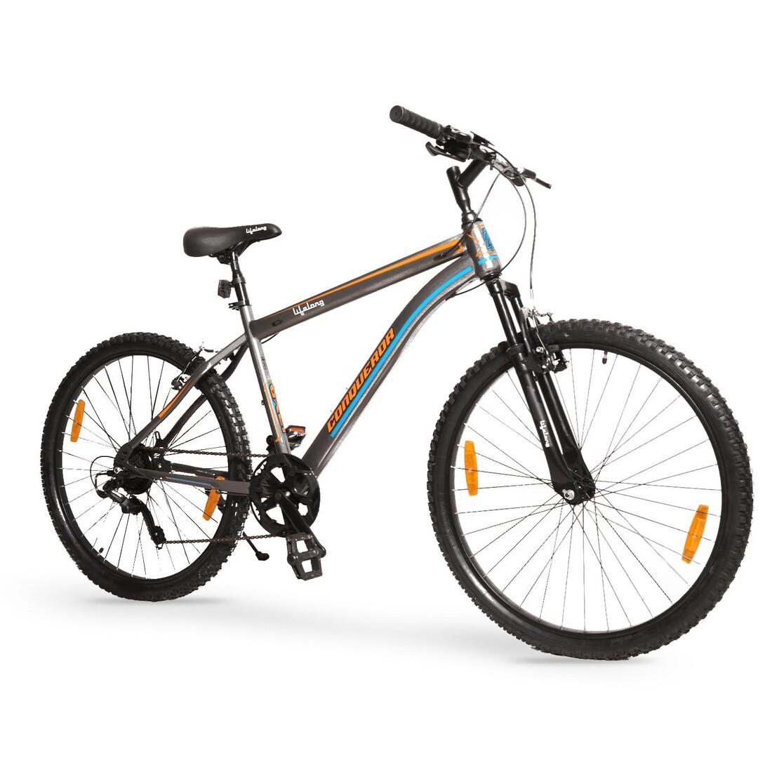 Lifelong Cycle for Men & Women,26T MTB Cycle Multi Speed 7,Speed Bicycle,V Brake Cycle,Front Suspension Fork,Mountain Bike Ideal for 13+ Years + Adults Upto Height 5.2"(Black),145 x 22 x 71.5 cm
