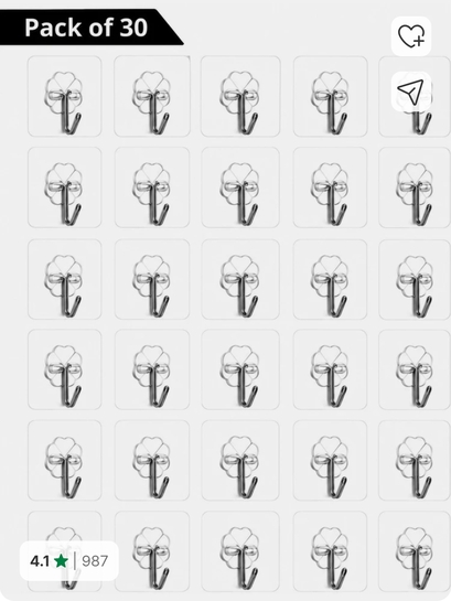 PYORIT Adhesive Plastic Wall Hooks Hangers for Hanging Robe, Coat, Towel, Keys Hook 30 (Pack of 1) | Flipkart