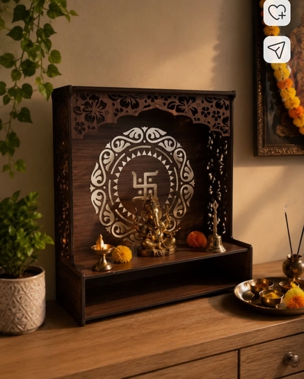 sonucollection Temple Swastik | Temple for Home & Office | Premium Laminated MDF Wooden Engineered Wood Home Temple (Height: 38, DIY (Do-It-Yourself)