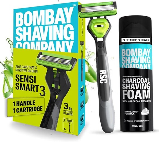 Bombay Shaving Company Sensi Smart 3 Razor & Charcoal Shaving Foam MOQ : 2