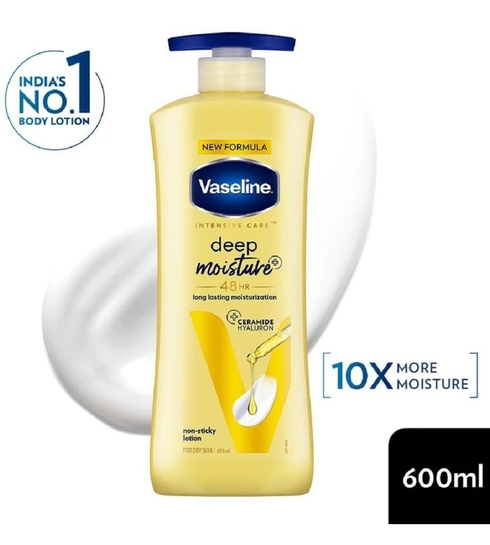 Vaseline Deep Moisture Body Lotion with Ceramide Hyaluron 10X More | For Dry Skin (600 ml)