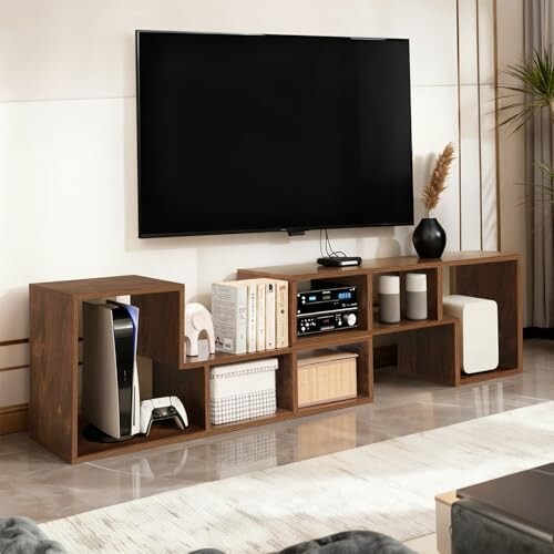 ABOUT SPACE Wooden TV Stand - TV Entertainment Unit and Shelf Storage [Apply coupon]