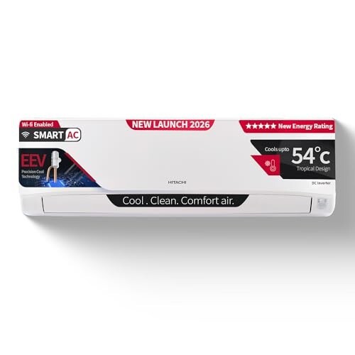 Hitachi 1.5 Ton 5 Star, New star rated,(Anti-bacterial Mesh Filter,RAS.V518PCDIBM1, White)