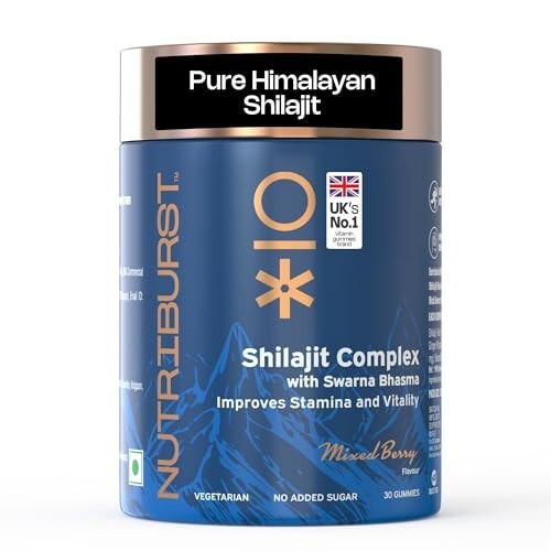 Nutriburst Shilajit Resin Gummies, Ayurvedic Herbal Blend with Swarna Bhasma,30 Gummies, 1 Month Pack