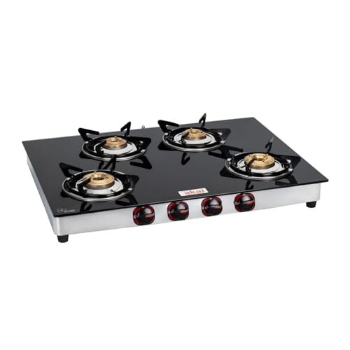 [Apply 18% Coupon] Akai 4 Burner Toughened Glass Gas Stove | Brass Burners