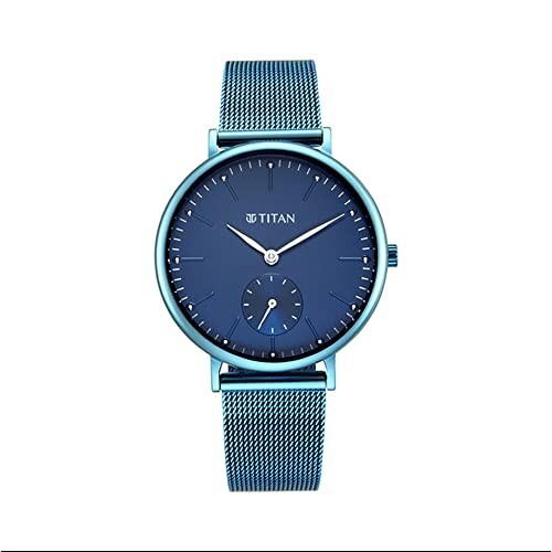 Titan Slimline Blue Dial Analog Stainless Steel Strap Watch for Women-NS95142QM01