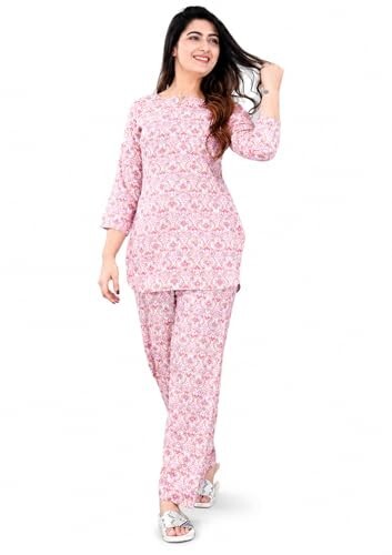 Amazon Brand - Tavasya Womens Ethnic Print Cotton Straight Co-ord Set with Pocket 