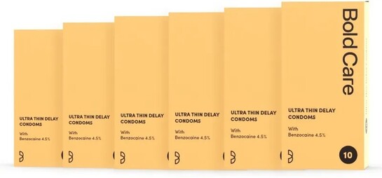 Bold Care Ultra Thin Climax Delay Lubricated - Natural Latex Condom (Set of 6, 60 Sheets)