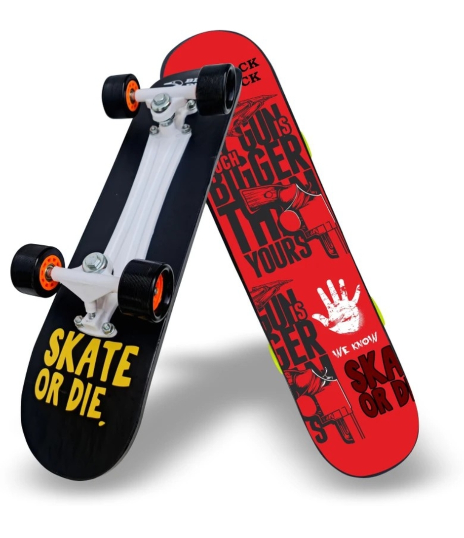 Jaspo Black Duck Fibre (26" X 6.5") Fully Assembled Skateboard (Suitable for All Age Group) -RED DEVIL 26.5 inch x 6.5 inch Skateboard