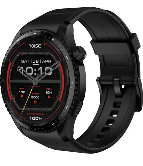 Noise Halo 3 1.43 AMOLED Display, 1000NITS Brightness, Premium Metal Design Smartwatch (Rich Black Strap, Regular)