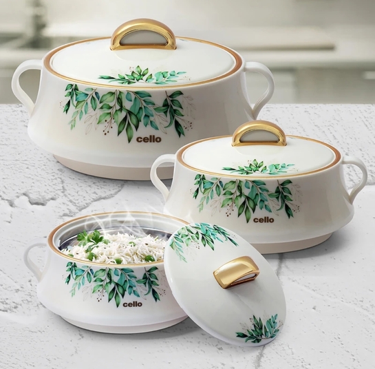 Cello Midas Pack of 3 Thermoware Casserole Set (500 ml, 1000 ml, 1500 ml)
