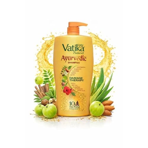 Dabur Vatika Ayurvedic Shampoo - 1 L | For Strong & Healthy Hair | No Parabens | For All Hair Types | Power of Dus Poshan for 10 Hair Problems