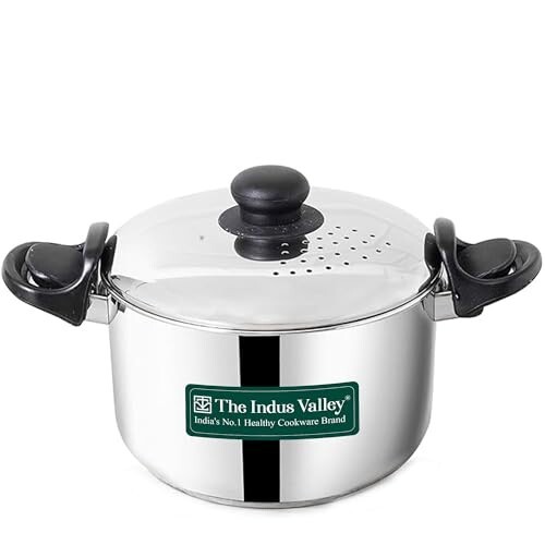 The Indus Valley Stainless Steel 2.5ltr Strainer Pot/Rice Pot