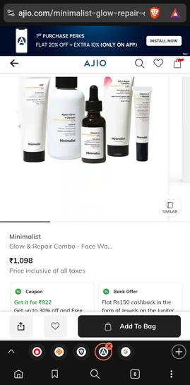MINIMALIST Glow & Repair Combo - Face Wash + Face Serum + Moisturizer +Sunscreen + Eye Cream