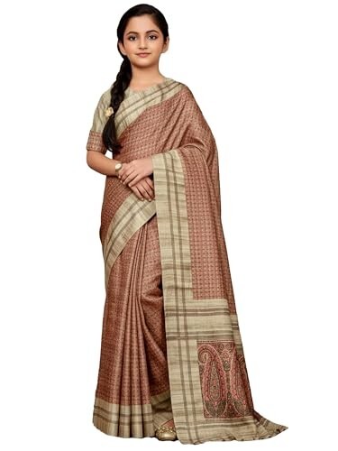 AKHILAM Women's Shimmer Pashmina Silk Abstract Printed Saree