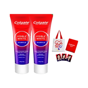 Colgate Visible White Purple Toothpaste Signed Gratitude Journal & Tote Bag Toothpaste (240 g)