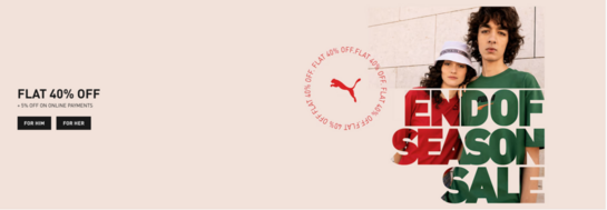 EOSS - FLAT 40% OFF  + 5% OFF ON ONLINE PAYMENTS