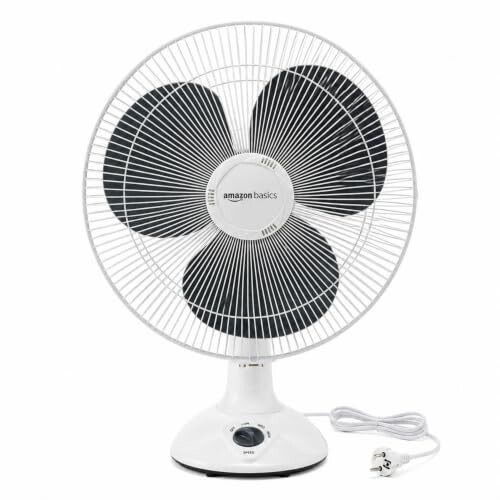 Amazon basics 16-Inch Table Fan | Tilting Head | 1400 RPM | Silent Operation | 400mm Sweep Length (Grey)