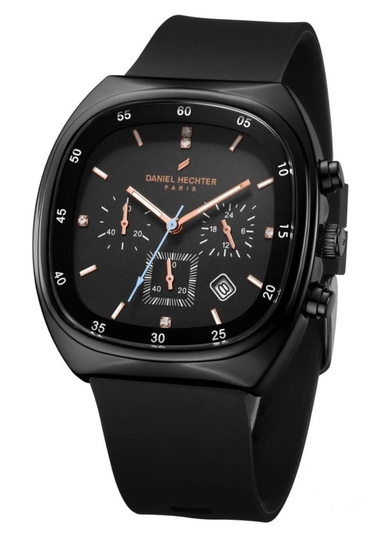 DANIEL HECHTER Paris Bercy Collection Modern Multi Functional Square Dial and Silicon Band Analog Watch - For Men DHM1001-01