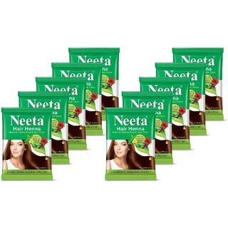 Neeta Natural Herbal Henna powder for hair with 5 herbs 15 g (Pack Of 10) (150 g)