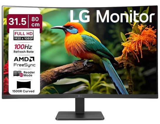 LG 32MR50C 80 cm (31.5 Inch) Full HD Curved (1920x1080) VA PC Monitor w/ 100Hz, 5ms (GtG), AMD FreeSync, D-Sub, 2xHDMI