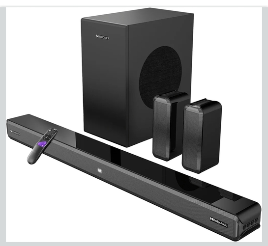 ZEBRONICS Juke BAR 9510WS PRO Dolby 5.1 Soundbar, Dolby Audio, 600 Watts, Wireless (Dual Rear Satellites & 6.5" Subwoofer), Triple Driver Soundbar, Bluetooth v5.1 | HDMI (ARC) | Optical | USB | AUX
