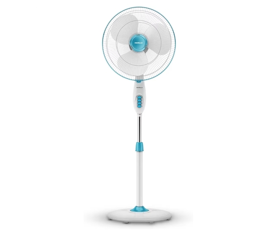Havells Gatik Pro 400mm Pedestal Fan| 120 Ribs Guard for Safety Blue
