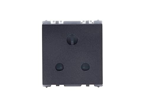 Wipro Northwest Nowa 6A 3 - Pin Socket With Euro Pin, Matt Black (pack of 5)