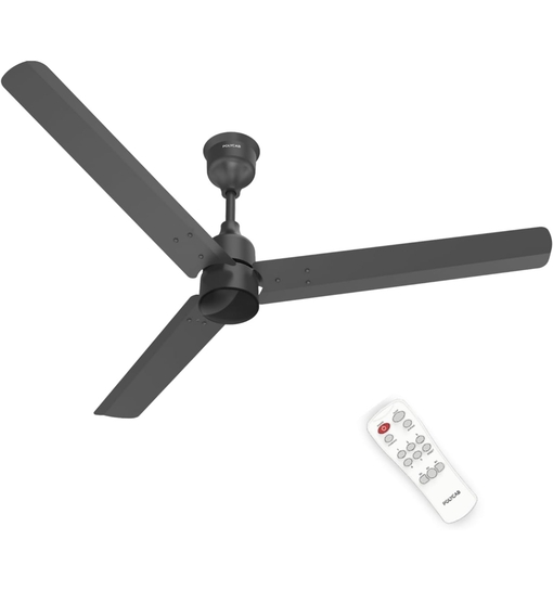 Polycab Wizzy Plus 1200mm 5-Star BLDC, Remote Ceiling fan for Living Room| 55% Energy Saving, 100% Copper, High Air Delivery, Free Installation | 3+1 yr WarrantyMatt Black