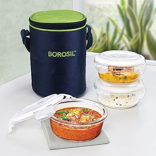 Borosil Lunchbox | 3pc Round Container Set (400 ml Each)