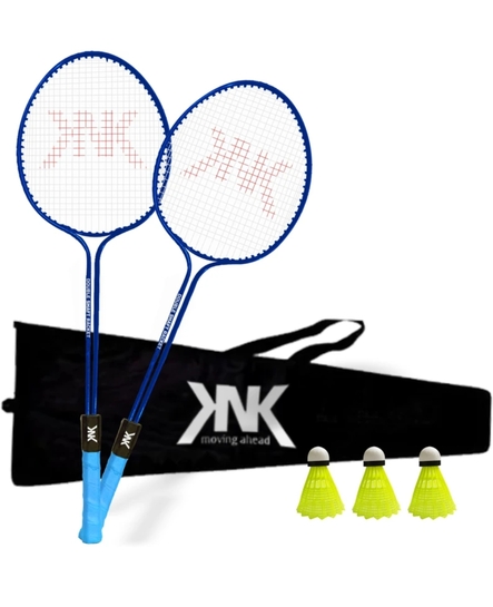 KNK Double Shaft Badminton Kit Of 2 With 3 Pc Nylon Shuttlecock Badminton Kit